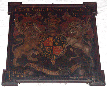 The royal arms on the south wall of the chancel September 2011